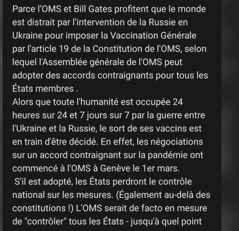 BILL GATES veut que l’OMS Modifie l’Article 19 de sa Constitution pour lui permettre d’IMPOSER à tous les Pays Membres « 1 VACCINATION OBLIGATOIRE » !